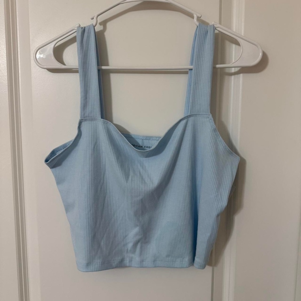 American Eagle Outfitters Blue Sleeveless Bustier Crop Top